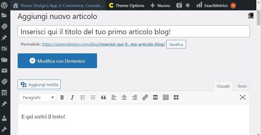 trasformare un sito da html a wordpress - pizero design -2