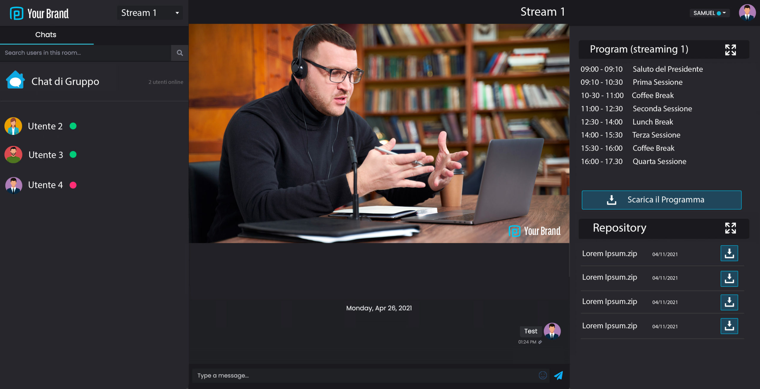 Software Live Streaming per eventi online